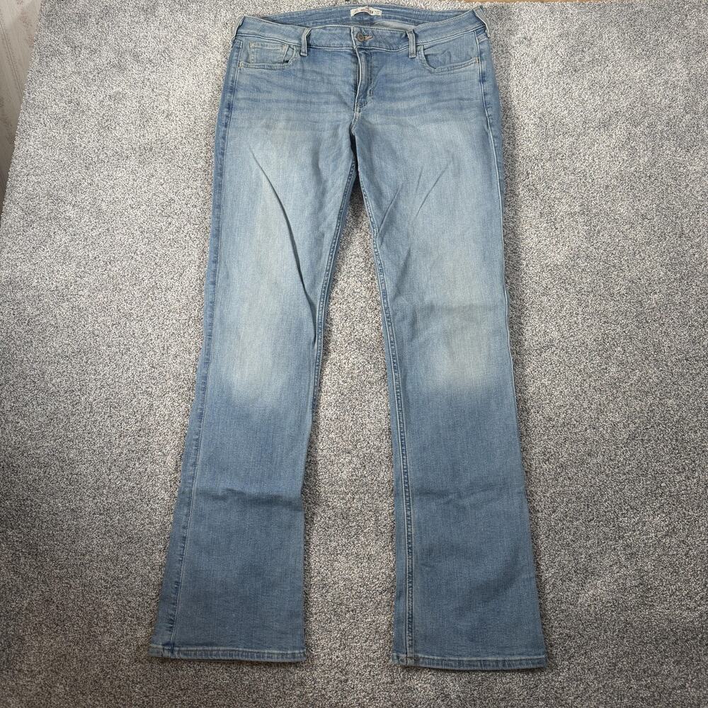 Hollister Bootcut Jeans Juniors 15R 32x33 Blue Light Wash Stretch Denim Chic